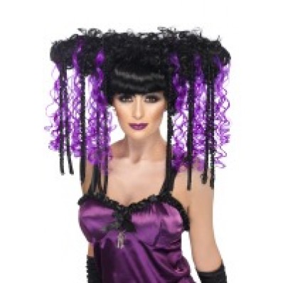 long wig black purple