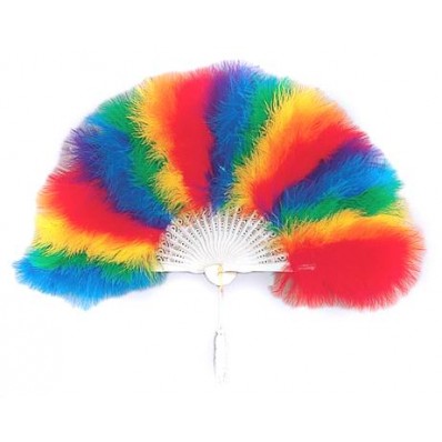 Gay pride rainbow feather fan
