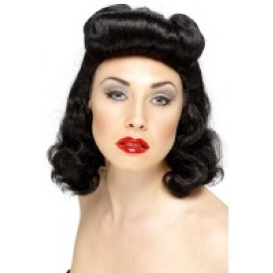 pin up girl wig black