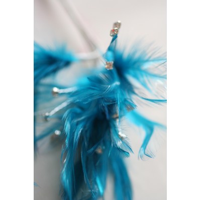 Wired diamond feather mount turq blue