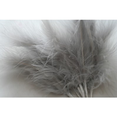 Wired fluffy feather mount silver grey