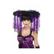 long wig black purple