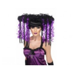 long wig black purple